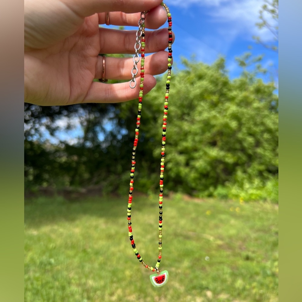 Watermelon Seed Bead Necklace